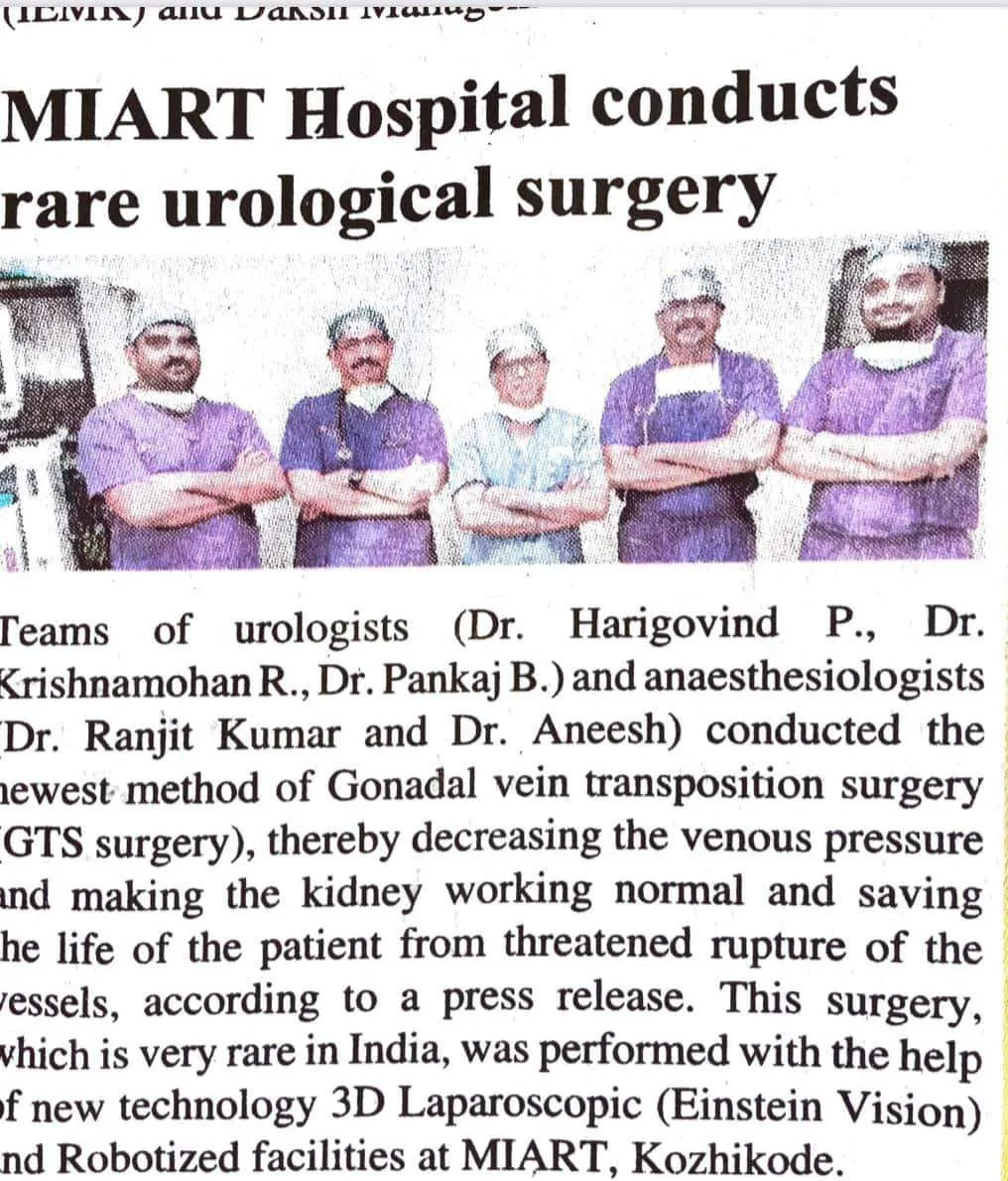 Keyhole kidney transplant Calicut